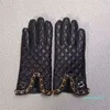 Guanti touch screen in pelle di design, morbidi e caldi guanti da motociclista in lana corta