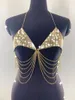 Women's Tanks Women Sexy Shiny Rhinestone Bra Underwear Lingerie Crystal Sequin Metal Chain Tassel Tops Vest Body Chest