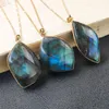 Colliers avec pendentif gratuit à partir de 3 pièces en pierre de Labradorite naturelle irrégulière 35-50mm collier incrusté au clair de lune accessoires sans chaînePendentif