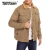 Mens Down Parkas TACVASEN Turndown Collar Winter Cotton Jackets Sherpa Fleece Trucker Parka Green Tactical Cargo Coats Clothes Overcoats 231101