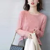 Kadın Sweaters Pullu Sequin Outplovers Casual Düz Renk Örgü Kore Moda Çok yönlü dip jumper'ları