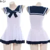 Ani Anime Girl Navy Sailor Dress SwimysuitユニフォームコスチュームサマーJK学生ビーチ水着プールパーティーコスプレ服コスプレ