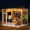 Doll House Accessories Coffee shop doll house mini DIY kit for making and assembling room models toys home bedroom decorations with furniture wo 231102