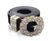 Luksusowy projektant Big Strass Pass dla kobiet czarna skórzana talia biżuteria złoty łańcuch Pasek Rhinestone Diamond Fashion7875024