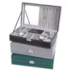 Watch Boxes 8 2 Slot PU Leather Box Stand With Mirror Lock Jewelry Display Case Protable Travel Holder Organizer Storage