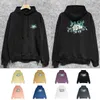 علامة أزياء أوروبية وأمريكية Ami Bone Letter Peony Multi-Color Long-Hoodie Street Street Loose Hoodie Pure Cotton Hoodie Men and Women.