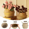 Storage Baskets LuanQI Wicker Basket Toy Organizer Folding Rattan Seagrass Storage Basket Laundry Woven Basket Plant Flower Pot For Home Garden 230331