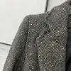 여자 정장 여성 고급 격자 무늬 짠 슈트 재킷 오리지널 스팽글 디자인 고품질 울 럭셔리 블레이저