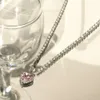 Gioielli all'ingrosso con collana a catena da tennis con zirconi cubici a forma di cuore di diamanti rosa di alta qualità