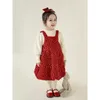 Meisje Jurken Mode Herfst Winter Baby Meisjes Rood Zwart Bloempatroon Mouwloos Knielengte Casual Kids Outwears