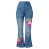 Jeans da donna Pantaloni lunghi in denim Pantaloni Jean 2023 Modello stampato Svasato Allentato Stretch Fondo a campana Y2k Abbigliamento 231101