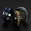 Titanium Steel Chain Rotatable Casy Ring Fashion 8mm Spinner Chain Rings rotáveis ​​para mulheres Presente de festa de joias