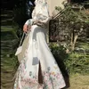 Vestidos casuais 2023 fresco e doce estilo pastoral vestido floral outono break mori longo elegante gracioso camisa francesa