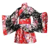 Vêtements ethniques Enfants Filles Japonais Kimono Noir Rouge Geisha Robes Enfants Danse Lolita Robe De Fête Yukata Robes Anime Cosplay Costume