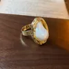 Trouwringen Onregelmatige Ovale Parel Verstelbare Ring Voor Vrouwen Mode Wijsvinger Manchet Temperament Luxe Hoogwaardige Hand Sieraden