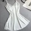 Women's Sleepwear Ladies Sexy Silk Satin Nightgown Lace Nightdress Sleeveless Nighties V-neck Night Dress Summer Sleep Nightwear For Women