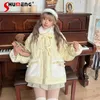 Damskie okopy płaszcze japoński w stylu lolita słodki płaszcz dla kobiet 2023 Autumn and Winter Cute Girl Lose Long Rękaw Pluszowy bawełniany