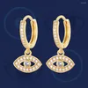 Brincos de Moda Dangle Moda Gold Color Evil Blue Eye Top Quality Hoop Lucky for Women Turkish Jewelry 2023