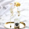 Candle Holders Gold Tray Carousel Candle Holder Spinning Angel/Christmas Snowflake Candlesticks Romantic Revolving Tea Lamp Party Wedding Decor 231102