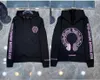 NOWOŚĆ Luksusowe kurtki 23SS Projektanta Bluzy Zipper Serce Horseshoe Cross Fashion Brand Kobiet Chromes Casual Pullover Loose Sweter Kurtka z kapturem