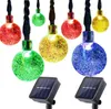 Cordas 5m20led lâmpada solar bola de cristal led luzes de corda flash impermeável fada guirlanda para jardim ao ar livre decoração de casamento de natal