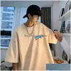 T-shirt da uomo Tide Brand Gioventù a maniche corte Estate Stampa Casual Top All Match Plover Individuale Abbigliamento da uomo Drop Delivery Abbigliamento Dhequ