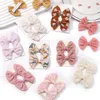 Hårtillbehör Solid Clips Bowknot broderi för handgjorda tryckfärgflickor 2 st/set Barrettes Kids Bows Pins