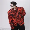 Herrenjacken Chic Style Herrenjacke Umlegekragen Original Designer Barber Male Casual Coat Youth Man Stage Wear Red Floral Party