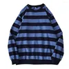 Sweats à capuche pour hommes Casual Round Pullover Sleeve Neck Stripe Long Men Contrast Spring Colors School Korean Streetwear Tops Top For Overszed Style