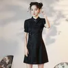 Vêtements ethniques femmes élégantes Mini Qipao Vintage col Mandarin Cheongsam Vestidos moderne Qi Pao traditionnel chinois robe de bal robe rétro