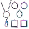 10pcs lot Rainbow color Round Floating Charms Locket Pendant for women Necklace Magnetic Memory Living Glass Locket With Chains Y1278f