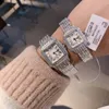 Дешевые высококачественные кварцевые часы серии Cheetah с инкрустацией для пар, женские женские часы с бриллиантами и кристаллами, квадратные сапфировые водонепроницаемые часы с бриллиантами