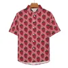 Men's Casual Shirts STRAWBERRY ROSE Fruit Vacation Shirt Summer Novelty Blouses Male Pattern Plus Size