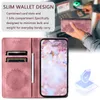 Fundas tipo billetera de cuero para Samsung S24 S23 FE Ultra S22 Plus A15 A05 A05S A54 A34 A14 A73 Suck Cierre magnético Datura Flower Totem Lace Ranura para tarjeta Mandala Flip Cover Bag