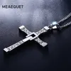 Meaeguet Stainless Steel Cross Necklaces Pendants Fashion Movie jewelry The Fast and The Furious Toretto Men CZ Necklace CX2007212077