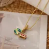 Pendant Necklaces Personality Copper Plated Genuine Gold Drop Oil Airplane Bus Necklace For Women Men Niche Charm Jewelry Bijoux