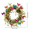 Guirnalda de flores decorativas, guirnalda de mariposas, decoración navideña verde para puerta de entrada de primavera, hiedra artificial de plástico, simulación de decoración de 18 pulgadas