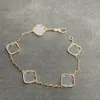 Moda classica 4/quattro foglie di trifoglio Braccialetti con ciondoli Catena in oro 18 carati Conchiglia di agata Madreperla per le donne Ragazza Matrimonio Festa della mamma Gioielli Donne Pietersite 02