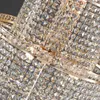 シャンデリアの大型LEDクリスタルシャンデリア階段のモダンリングクリスタルハンギング照明豪華なロビーラスターゴールドクリエイティブインドアランプ