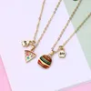 Pendentif Colliers Luoluobaby 2Pcs / Set Bande Dessinée Hambourg Pizza Chaîne Amis Collier BFF Amitié Enfants Bijoux Cadeau Pour Les Filles