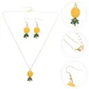Necklace Earrings Set Bejeweled Kit Pineapple Earring Women Jewelries The Summer Miss