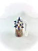 Narghilè in vetro doppio ambrato viola raccoglicenere a 90 gradi con piccole spine 14 e 18 mm entrambi supportati con braciere in corno a 4 fori alta qualità