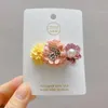 Accessoires de cheveux 1pc pince à fleurs artificielles pour enfants filles épingles à cheveux mignon fleurs roses Barrettes décorer chapeaux poignées cadeau accessoire