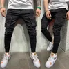 Jeans femininos preto motociclista carga jeans homens multi-bolso slim fit joggers calças homens rasgados buraco motocicleta streetwear denim lápis calças 231102