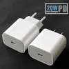 20W PD -väggladdare Adapter Snabbladdning USB Typ C Qucik Charge 3A Förenlig med I Samsung Xiaomi Huawei med detaljhandelslådan