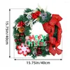 Couronne de fleurs décoratives pour porte d'entrée de festival de Noël, avec ruban, nœud de baies artificielles, pour mur de maison, cheminée, hall et fenêtre