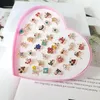 Bijoux en gros mixte 36 pièces enfants dessin animé fleur animaux cristal alliage enfants anneau géométrique coréen fille fête d'anniversaire cadeau 231101