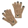 Gants d'hiver en tricot ours mignon, gants à cinq doigts pour femmes, écran tactile en laine, garde au chaud, gants élastiques de dessin animé pour étudiants