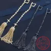 Dangle Earrings Luxury 925 Sterling Silver Crystal Long Tassel Earring Yellow White Zircon Drop For Women Bridal Jewelry