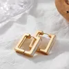 Hoop kolczyki Klasyczny złoty metalowy geometryczny kwadrat dla kobiet Trendy White Shell Uch Ear Bluckle Prezent biżuterii